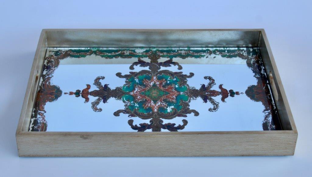 Rectangular Mirror Turquoise Tray